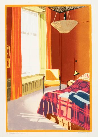 Euvelgunnerheem, slaapkamer I 2020 I houtsnede <b>[SOLD OUT]</b>