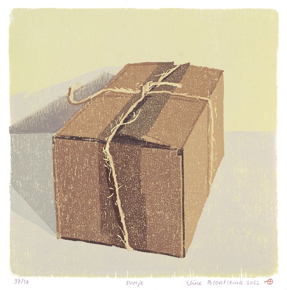 Doosje I 2022 I houtsnede I 13 x 13 cm I oplage: 57 <b>[SOLD OUT]</b>