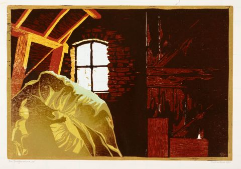 Euvelgunnerheem, stal I 2020 I houtsnede